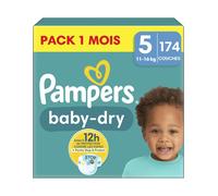 Pampers Couches Baby-Dry Taille 5 (11-16 kg) 174 couches – Pack 1 mois