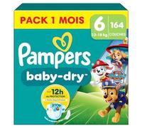 Pampers Baby-Dry, Taille 6, 164 Couches, 13-18kg, A La Rescousse Contre Les Fuites Grâce A Une Protection Intégrale Jusqu'à 12h, Edition Limitée avec La Pat’Patrouille, Pack 1 Mois