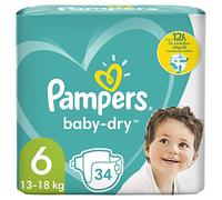 Pampers Baby-Dry Taille 6 34 Couches Jusqu’à 12 h de Protection 13-18 kg
