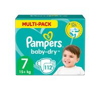 Pampers Couches Taille 7 (15+ kg), Baby-Dry, 112 Couches Bébé, Pack 1 Mois, Jusqu'à 12h Bien Au Sec et Avec Double-Barrière Anti-Fuites