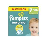 PAMPERS BABY-DRY TAILLE 7 186 COUCHES MAXI PACK +15KG