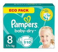 PAMPERS BABY DRY TAILLE 8 110 COUCHES + 17 KG