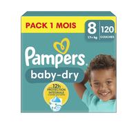 PAMPERS BABY DRY TAILLE 8 120 COUCHES + 17 KG