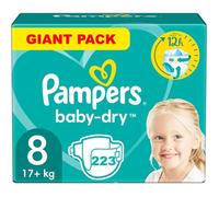 PAMPERS BABY DRY TAILLE 8 223 COUCHES + 17KG