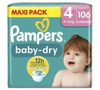 Pampers Couches Bebe Baby-Dry 9-14kg Taille 4 - Le pack de 106