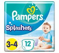 Pampers Couches-Culottes de Bain Jetables Splashers Taille 3-4 (6-11kg) pour une Protection Optimale dans l'Eau, 12 Couches