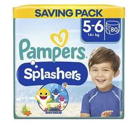 Pampers Couches-Culottes de Bain Jetables Splashers Taille 5-6 (14kg+) pour une Protection Optimale dans l'Eau, 80 Couches (8 x 10)