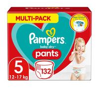 Pampers Couches-Culottes Taille 5 (12-17 kg), Baby-Dry, 132 Couches-Culottes Bébé, Pack 1 Mois, Maintien 360° pour Éviter les Fuites, Faciles à Changer