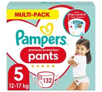 Pampers Couches-Culottes Taille 5 (12-17 kg), Premium Protection, 132 Couches-Culottes Bébé, Pack 1 Mois, Notre N°1 Pour La Protection Des Peaux Sensibles