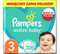 Couches Pampers - Active Baby - Taille 3 - 208 couches - Pack 1 mois