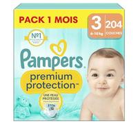 Couches Pampers Premium Protection - Taille 3 - Pack 1 mois x204