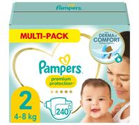 Pampers Couches Taille 2 (4-8 kg), Premium Protection, 240 Couches Bébé, Multi Pack, Notre N°1 Pour La Protection Des Peaux Sensibles