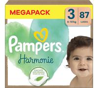 Pampers Couches Taille 3 (6-10 kg), Harmonies Couche, 87 Peaux, Protection De La Peau Douce et Ingrédients D'origine Végétale