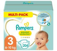 PAMPERS Premium Protection Taille 3 - 5 à 9 kg - 204 Couches - Pack 1 Mois