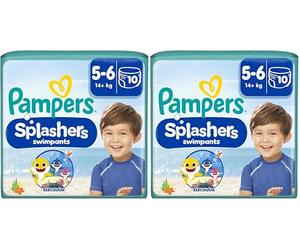 Pampers Culottes de Bain Splashers Taille 5-6 (14+ kg), 10 Couches-Culottes Bébé, Edition Baby Shark, Pour Une Protection Optimale Dans l'Eau (Lot de 2)