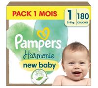 Pampers Harmonie Couches Taille 1, 180 Couches, 2kg - 5kg Pack 1 Mois