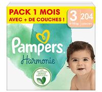 Pampers Harmonie Couches Taille 3, 204 Couches, 6kg - 10kg, Protection Douce Pour La Peau Et Ingrédients d’Origine Végétale