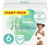 PAMPERS HARMONIE TAILLE 6 107 COUCHES (13-18 KG)