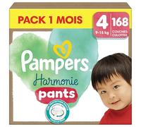 Pampers Harmonie Pants, Taille 4, 168 Couches-Culottes, 9-15kg, Maintien Complet 360°, Ingrédients d’origine végétale, Maintenant Avec un Emballage Recyclable en Papier, Pack 1 Mois