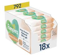 Pampers Harmonie Protect & Care, 792 Lingettes pour Bébé (18x44), Sans Plastique, Sans Parfum, Protection de la Peau Délicate, Aide à restaurer le pH naturel de la peau