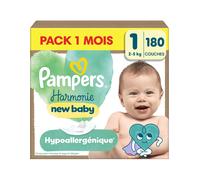 Pampers Couches Harmonie Taille 1 (2–5 kg) 180 pièces Multicolore – Pack 1 mois