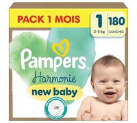 Pampers Harmonie Couches Taille 1, 180 Couches, 2kg - 5kg Pack 1 Mois Multicolore