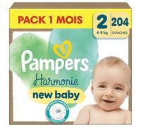 Pampers Harmonie, Taille 2, 204 Couches, 4-8kg, Protection Douce Pour La Peau Avec 100% D’Absorption Pampers, Pack 1 Mois