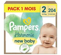 204 Couches Harmonie Taille 2 (4kg - 8kg) - Pampers Multicolore