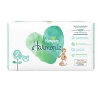 Pampers Harmonie Taille 2, 39 couches, 4 à 8 kg, protection douce de la peau et ingrédients d'origine végétale, pack essentiel