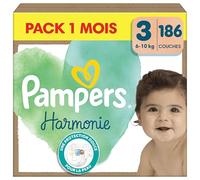 Pampers Harmonie, Taille 3, 186 Couches, 6-10kg, Protection Douce Pour La Peau Avec 100% D’Absorption Pampers, Pack 1 Mois