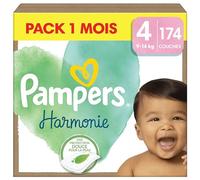 Pampers Harmonie, Taille 4, 174 Couches, 9-14kg, Protection Douce pour la Peau, Ingrédients d’origine végétale en contact avec la peau de bébé, Avec un Emballage Recyclable en Papier, Pack 1 Mois
