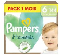 Pampers Harmonie, Taille 6, 144 Couches, 13kg+, Protection Douce pour la Peau, Ingrédients d’origine végétale en contact avec la peau de bébé, Avec un Emballage Recyclable en Papier, Pack 1 Mois