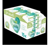 Pampers Lingettes Bébé Aqua Harmonie 720 Lingettes (Lot de 15 x 48)sans parfum ni alcool 99% d'eau et des fibres d'origine végétale