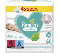 PAMPERS Lingettes bébé SENSITIVE - Lot de 4 x 52 lingettes - 208 lingettes