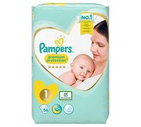 Pampers Lot de 56 couches Taille 1, 2-5 kg, New Baby, New Born, Premium Protection