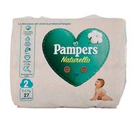 Pampers Naturel, 27 couches contenant coton et matériaux naturels Dérivants des plantes, 0% parfumme, taille 2 (3-6 Kg)