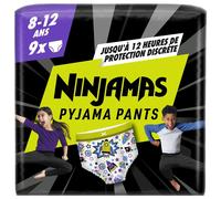 Ninjamas Culottes de nuit absorbantes pour garçons, 9 culottes de pyjama, 8-12 ans, 27-43 kg, protection contre les fuites pour toute la nuit