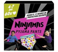 Pampers Ninjamas Pyjama Pants Fille, 60 Sous-Vêtements de nuit Absorbants, 4-7 Ans, 17-30kg, Protection Maximale Contre Les Fuites Toute La Nuit En Toute Discrétion, Pack 1 Mois