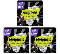 Pampers Ninjamas Pyjama Pants Garçon, 54 Sous-Vêtements de nuit Absorbants, 8-12 Ans, 27-43kg, Protection Maximale Contre Les Fuites Toute La Nuit En Toute Discrétion, Pack 1 Mois (Lot de 3)