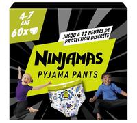 Pampers Ninjamas Pyjama Pants, Garçon, 60 Sous-Vêtements de nuit Absorbants, 4-7 Ans, 17-30kg, Protection Maximale Contre Les Fuites Toute La Nuit En Toute Discrétion, Pack 1 Mois