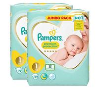 Pampers nouveau-né couches Taille 1 Premium Protection Giant Value Pack de 2 x 72 = 144 conçu spécialement pour votre Peau délicate de bébé