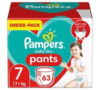 Pampers Pantalon de couches taille 7 (17 kg+) Baby Dry, 63 couches de culotte, facile à mettre et à enlever, sécheresse fiable