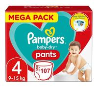 PAMPERS PANTS TAILLE 4 BABY-DRY COUCHES-CULOTTES 107 COUCHES (9-15 KG)