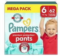 Pampers Premium Protection Couches-Culottes Taille 6, 62 Culottes, 15Kg+, Culottes Pampers N°1 pour le Confort et le Maintien, Facile À Enfiler