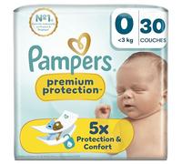 Pampers Premium Protection Taille 0, 30 Langes, 3kg, Notre N°1 Pour La Protection De La Peau Et Contre Les Fuites