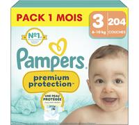 Pampers Premium Protection Couches - Taille 3 (204 unités) - Pack 1 Mois