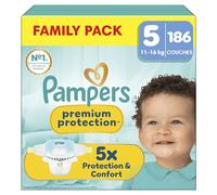 Pampers Premium Protection Taille 5, 186 Couches, 11kg-16kg, Notre N°1 Pour La Protection De La Peau Et Contre Les Fuites