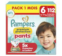 Pampers Premium Protection Pants Couches-Culottes Taille 6 x112 Pack 1 Mois | 12-19kg. Maintien 360° et barrières anti-fuites douces pour un confort et une protection optimale