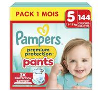 Pampers Premium Protection Pants, Size 5, 144 Nappies, 11-17 kg, Our Best Comfort & Protection, 360° Support Against Leaks and Ultra-Soft Materials, Pack 1 Month
