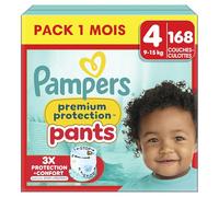 Pampers Premium Protection Pants, Taille 4, 168 Couches-Culottes, 9-15kg, Notre Meilleur Confort & Protection, Maintien 360° Contre Les Fuites et Matières Ultra-Douces, Pack 1 Mois